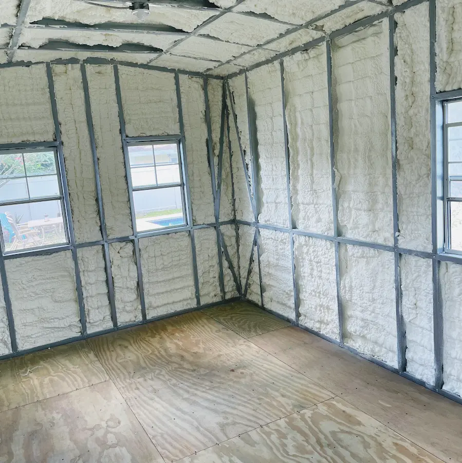 Closed-cell spray foam insulation applied to wall cavities in a residential project in Southeast Arcadia